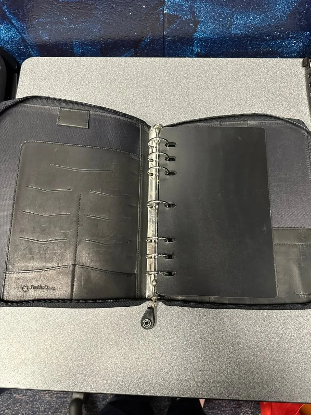 Franklin Covey Vintage Leather 7 Ring Binder Organizer Personal Planner Black